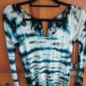 Young Fabulous & Broke Blue White & Black Tie Dye Top - Size XS - NWT